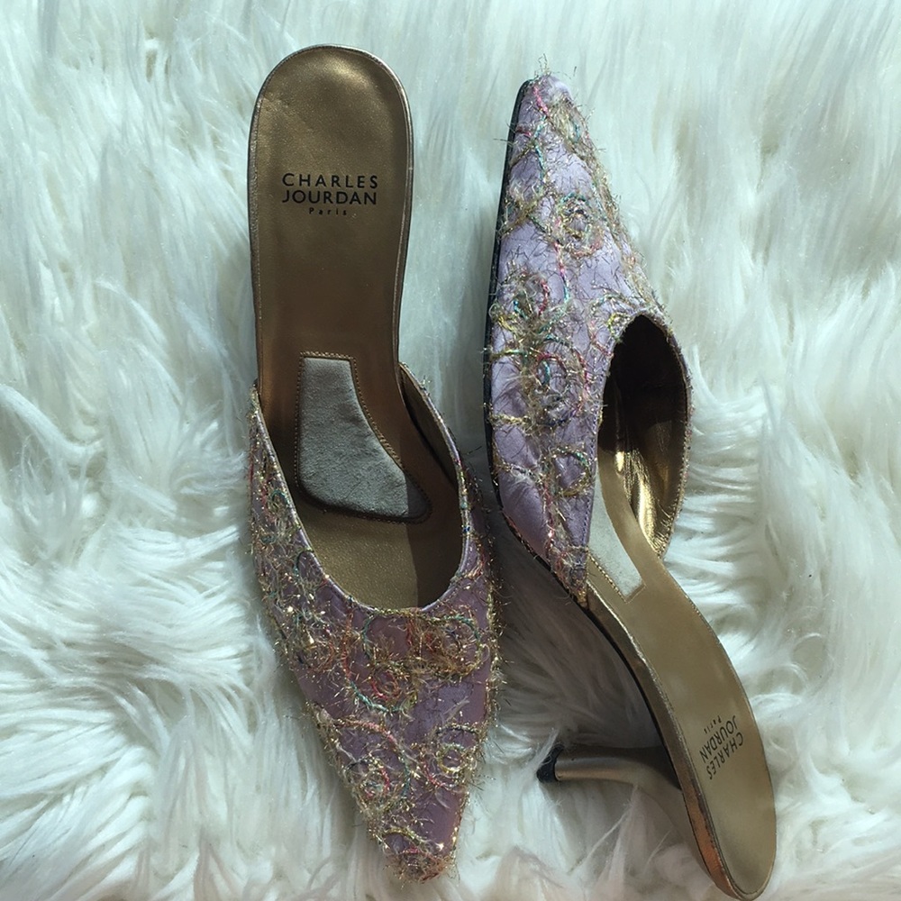 NWOB Charles Jourdan Pointy Heels ~ in Lavender Tweed